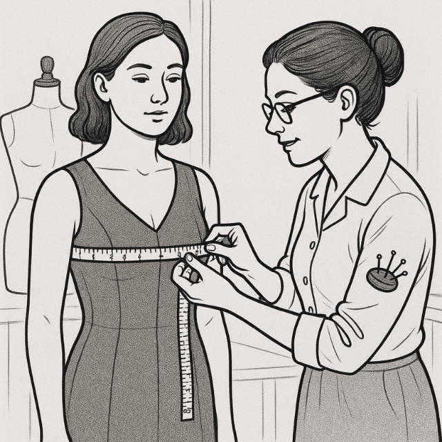 Unterer Brustbereich: Lege das Maßband direkt unter der Brust um den Torso
